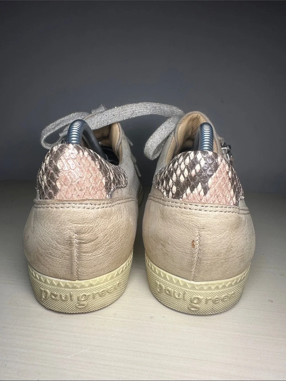 Paul Green Taupe Suede Zip-Accent metallic Women's Sneakers